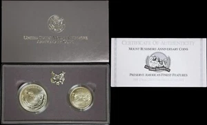 1991 Mount Rushmore 2 Coin Uncirculated Set - Box & COA - Picture 1 of 12