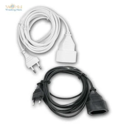 WORLD-TRADING-NET Euro-Verlängerung weiß, Verlängerungskabel mit Eurostecker & Eurokupplung flach