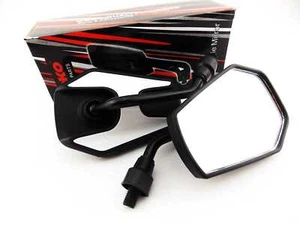 KAWASAKI KLX400 04-07 BLACK WHITE HEX SOKO MIRRORS - Picture 1 of 4