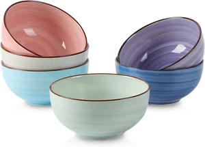 Ceramic 24 Oz Cereal Bowls Set, Deep Soup Bowls, 5.9 Inch Porcelain Kitchen Bowl - Picture 1 of 7