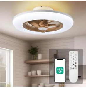 Chanfok Low Profile Ceiling Fan Dual LED Light 22" Remote Control 3in1 Lights - Picture 1 of 9