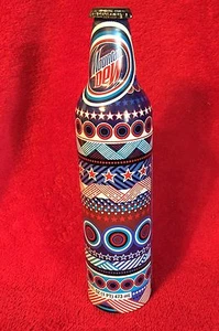 Mountain Dew Aluminum Patriotic Art Design Green Label Art Bottle - Picture 1 of 5