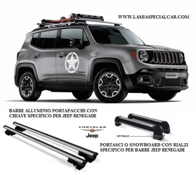 PORTASCI / SNOWBOARD con BARRE PORTAPACCHI SPECIFICO x JEEP RENEGADE .(77993355) - Immagine 1 di 4