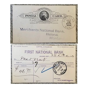 1892 1st National Bank- Merchants National Bank Helena Montana Classic PC - Picture 1 of 3