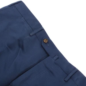 PT01 NWT Flat Front Casual / Dress Pants Size 54 38 US Solid Blue Wool / Linen - Picture 1 of 11