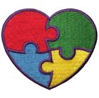 Autism Awareness Heart Applique Patch - Puzzle Pieces 2-3/8