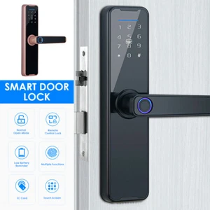 Home Fingerprint Door Handle Digital Keypad Electronic Door Lock Tuya IC Card - Picture 1 of 23