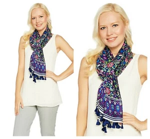 C. WONDER BLUMENBORDÜRE DRUCK BOMMELBORTE SCHAL Gr. 28"W x 76"L NEU  - Bild 1 von 2