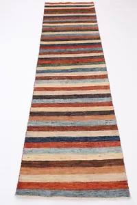 10 ft Hallway Tribal Gabbeh Runner Rug Afghan Hand Knotted Veg Dye Wool Rug - Picture 1 of 9