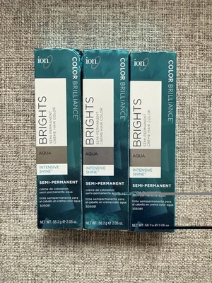 Color de cabello Ion Brilliance AQUA Color SEMI-Permanente Brillos TRES cajas 2,05 OZ Foto 1 de 3