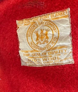 Vintage Red Hudson Bay Blanket 70"x 84" 4 - Point 100% Wool, Seal of Quality - Picture 1 of 9