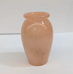 Vintage Italian Pink Alabaster Mini Bud Vase Carved Stone Blush Pink 3" Tall - Picture 1 of 11