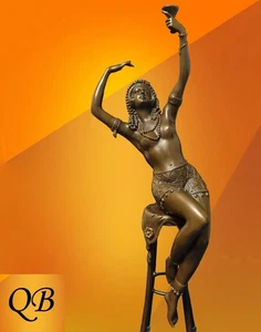 ART DECO BRONZE FIGUR SKULPTUR STATUE HEISSGUSS JULIETTE DAME FIGUR SIGNIERT - Bild 1 von 7