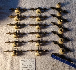 Set Of 18 Matching Pulls 4.5" Japan 1960 +/-5yrs Speckled Ceramic & Brass NOTE ! - Picture 1 of 9