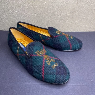 Polo Ralph Lauren Calavera Paxton Zapatilla Hombres Talla 10 Lana Cuadros Verde Mocasín Zapatos Foto 1 de 4