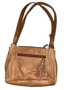Cabin Creek Shoulder Bag Purse Tan  Genuine Leather Many Pockets - Picture 1 of 6