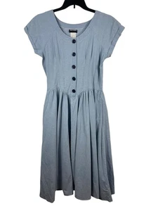 VTG 90s Denim Dress Light Blue Half Button Fit & Flare 13/14 Western Cottage - Picture 1 of 15