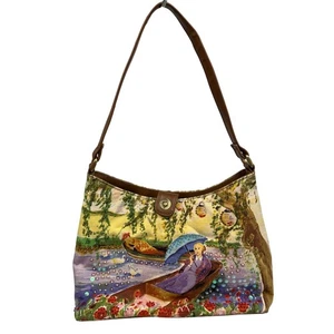 Y2k Boho Novelty Tapestry Shoulder Bag Impressionist Art Floral Beaded Unique - Picture 1 of 13
