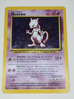 Mewtwo Base Set Holo 10/102 1999 Moderate-Heavy Play - Image 1 of 4