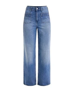 Free Assembly Women's Patch Pocket Wide Leg Jeans Medium Wash Size 14 NWT - Picture 1 of 4