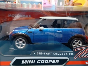 Modellino auto die cast collection MINI COOPER 2001 BLU/WHITE 1:18 MotorMax - Foto 1 di 10