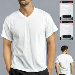 6 Blanco de Hombre Camiseta Con Cuello En V 100% Algodón Cómodo Suave Hanes Sz L
