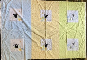 LAMB Crib Quilt Panel #SB200045 by Susybee for Hamil Textiles Pastels Blocks - Picture 1 of 7