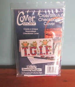 COVER STORY FROG TGIF CHECKBOOK CALENDAR COVER COUNTED CROSS STITCH KIT NEW - Picture 1 of 2