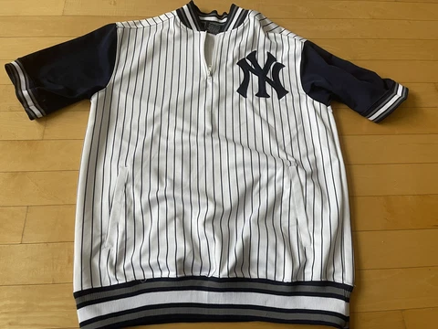 New York Yankees 1/4 Zip Pinstripe pullover Short Sleeve SZ L Cover