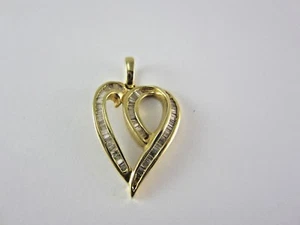 SCHÖNER DAMEN 14K GELBGOLD DIAMANT HERZ ANHÄNGER 3,2G - Bild 1 von 8