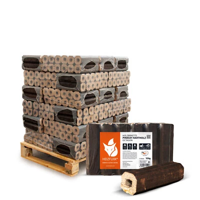 HEIZFUXX® Hartholzbrikett PiniKay Octagon 100% FSC Eiche | 30x10kg 300kg Palette