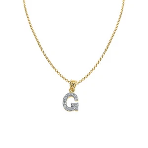 Collar Colgante Genuino Oro Amarillo 14k 0.59" Circonita Inicial Letra G 16" a 22" - Imagen 1 de 8