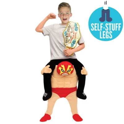 Niños Luchador Mexicano Disfraz Piggyback 6 - 12 años Paseo en Halloween Elegante Vestido Foto 1 de 4