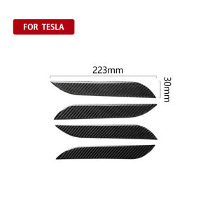 4pcs Real Carbon Fiber Outside Door Pull Hand Trim Sticker For Tesla S 2014-2019