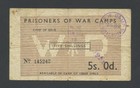 BRITISH 5 shillings note P.O.W. Camp WWII C.5020 Banknotes