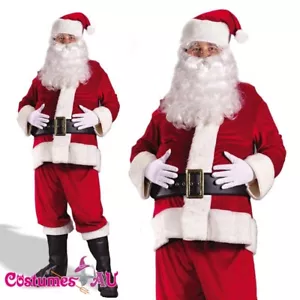 Mens Flannel Santa Claus Suit Clause Christmas Xmas Fancy Dress Adult Costume - Picture 1 of 3