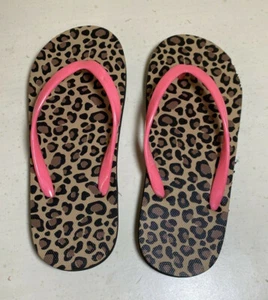 girls leopard print pink flip flops size small 13-1 - Picture 1 of 4