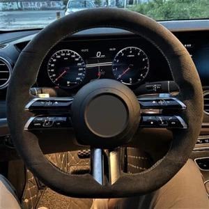 Alcantara Steering Wheel Cover Real Leather for MERCEDES BENZ E-CLASS W213 L - Picture 1 of 12