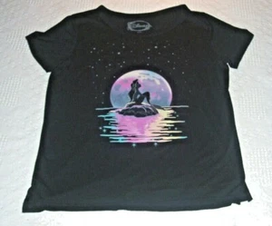 S105-DISNEY-Size Jr. L Girls-Black Shirt w Graphic "Little Mermaid in Moonlight" - Picture 1 of 4