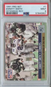 1991 Pro Set Emmitt Smith #1 Offensive Rookie of the Year - PSA 9 Mint - HOF - Picture 1 of 2