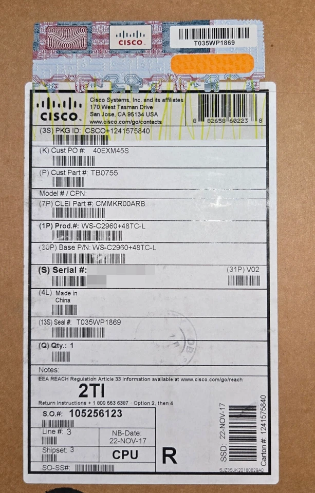 Cisco WS-C2960-48TC-L Catalyst 2960 48 Port Switch /