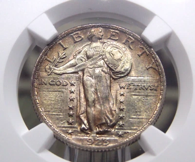 Cuarto de cuarto "P" Standing Liberty 1923 25c NGC sin circular detalles #017 ECC&C Foto 1 de 4