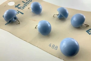 New Old Stock Vintage Set of 6 Light Blue Color Buttons .4in Ball Pattern 407D - Picture 1 of 4