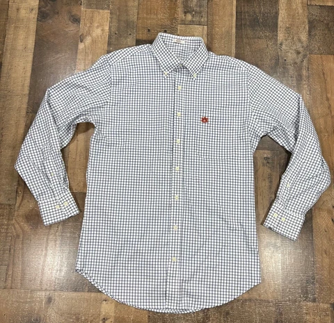 Auburn Tigers Mens Shirt Medium White Check Peter Millar Long Sleeve Button Up Cover