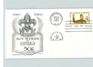 BOY SCOUTS of America 50th Anniversary, Day Lowry cachet, 1960 First Day of Issu - Picture 1 of 1