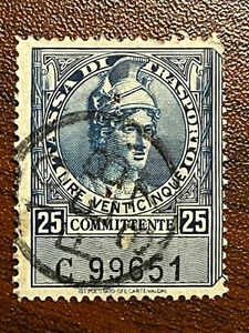 ITALY CIRCA 1940 Marca da Bollo Revenue Stamp 25L Venticinque Tassa di Trasporto - Picture 1 of 2