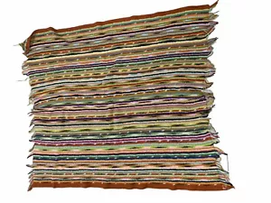 Frangia vintage nonna afgana arcobaleno boho a righe fatta a mano 60x50 - Foto 1 di 9