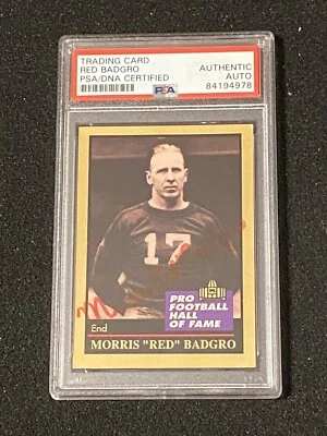 Morris Red Badgro 1991 Enor Hall Of Fame Red Ink PSA Authentic Auto HOF Giants - Image 1 of 3