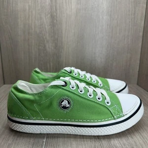 Crocs Hover Lace Up Sneakers Mens 8 Womens 10 Canvas Low Top Casual Green White - Picture 1 of 9