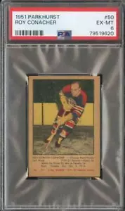 1951-52 PARKHURST #50 ROY CONACHER PSA 6 (RC) BLACKHAWKS HOF *CC0060 - Foto 1 di 2